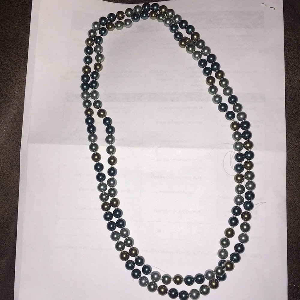 Kissaka Blue, Silver, Pewter pearl beads. New